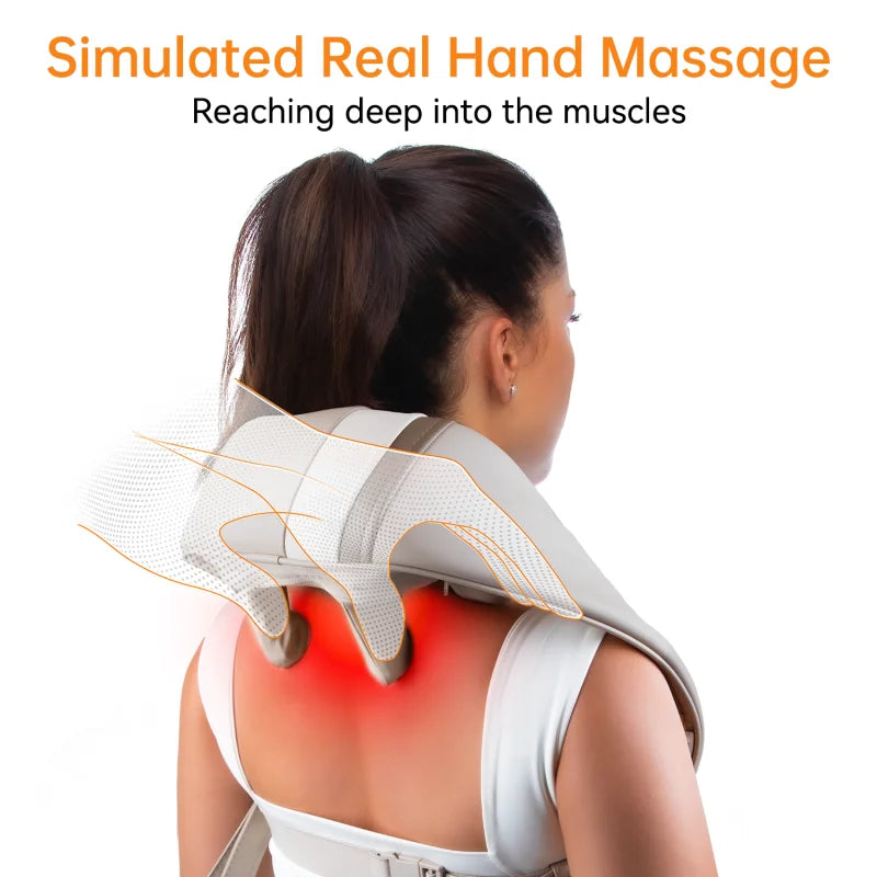 Mebak N1 Massager For Neck and Cervical Shoulder With Heating Massage Pillow for Back Legs Waist Muscle Kneading Massage Shawl